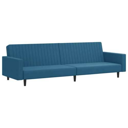 2-dijelni set sofa plavi baršunasti - Plava S naslonom za ruke Cijena