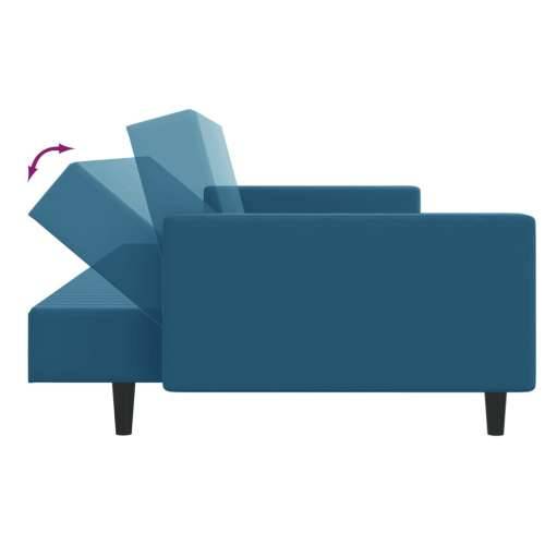 2-dijelni set sofa plavi baršunasti - Plava S naslonom za ruke Cijena
