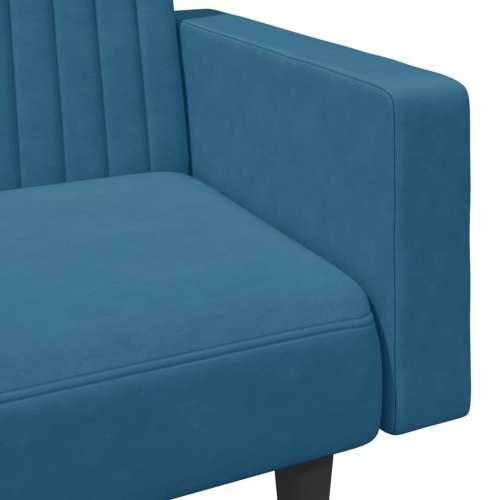 2-dijelni set sofa plavi baršunasti - Plava S naslonom za ruke Cijena
