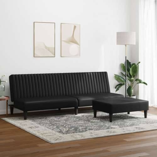 2-dijelni set sofa crni od umjetne kože - Crna Bez naslona za ruke Cijena