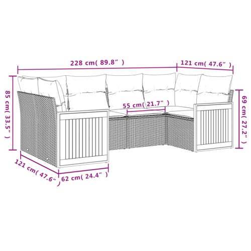 Vrtna garnitura - 6-dijelni set vrtnih sofa s jastucima crni od poliratana - Crna 1 Cijena