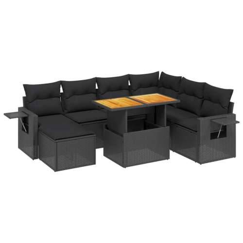 Vrtna garnitura - 8-dijelni set vrtnih sofa od poliratana s jastucima crni - Crna 3x kutna + 3x srednja + tabure + stol 1 Cijena