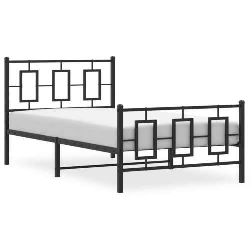 Metalni okvir kreveta uzglavlje i podnožje crni 100x190 cm - Crna 100 x 190 cm s uzglavljem i podnožjem Cijena