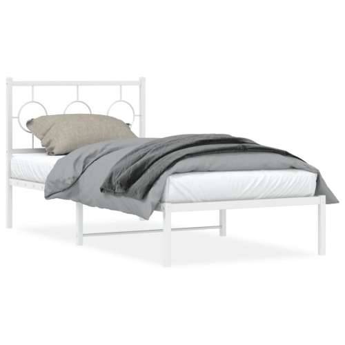 Metalni okvir za krevet s uzglavljem bijeli 90x200 cm - Bijela 90 x 200 cm s uzglavljem Cijena