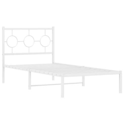 Metalni okvir za krevet s uzglavljem bijeli 90x200 cm - Bijela 90 x 200 cm s uzglavljem Cijena