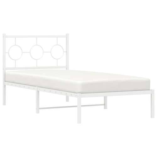 Metalni okvir za krevet s uzglavljem bijeli 90x200 cm - Bijela 90 x 200 cm s uzglavljem Cijena