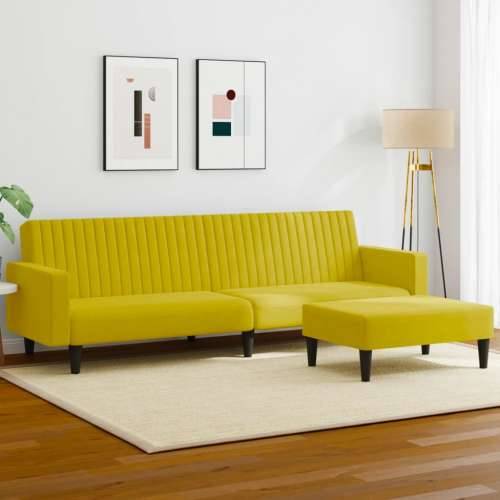 2-dijelni set sofa žuti baršunasti - Žuta S naslonom za ruke Cijena