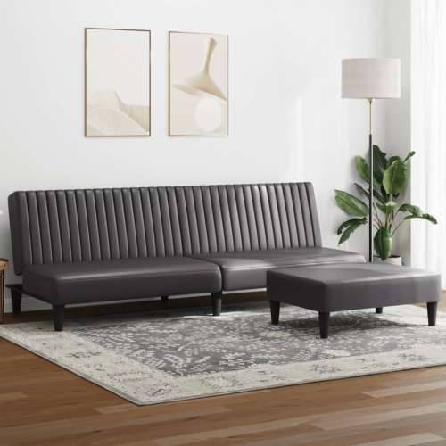 2-dijelni set sofa sivi od umjetne kože - Siva Bez naslona za ruke Cijena