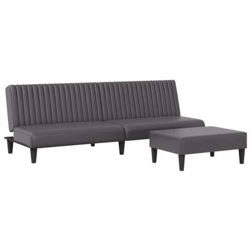 2-dijelni set sofa sivi od umjetne kože - Siva Bez naslona za ruke Cijena