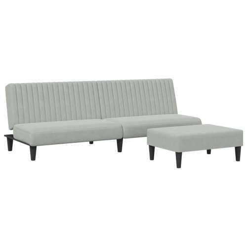 2-dijelni set sofa svjetlosivi baršunasti - Svjetlosiva Bez naslona za ruke Cijena