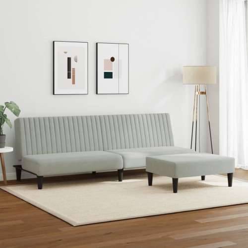 2-dijelni set sofa svjetlosivi baršunasti - Svjetlosiva Bez naslona za ruke Cijena