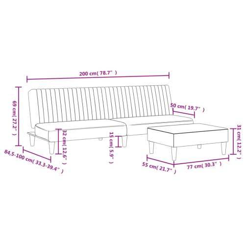 2-dijelni set sofa svjetlosivi baršunasti - Svjetlosiva Bez naslona za ruke Cijena
