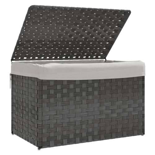 Košara za rublje s poklopcem siva 55,5x35x34 cm od poliratana - Siva 1 Cijena