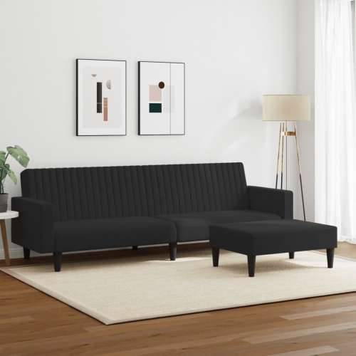2-dijelni set sofa crni baršunasti - Crna S naslonom za ruke Cijena