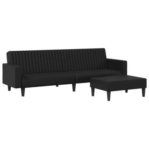 2-dijelni set sofa crni od umjetne kože - Crna S naslonom za ruke Cijena