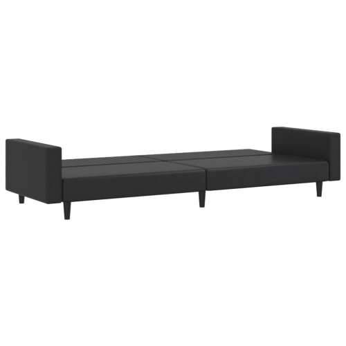 2-dijelni set sofa crni od umjetne kože - Crna S naslonom za ruke Cijena