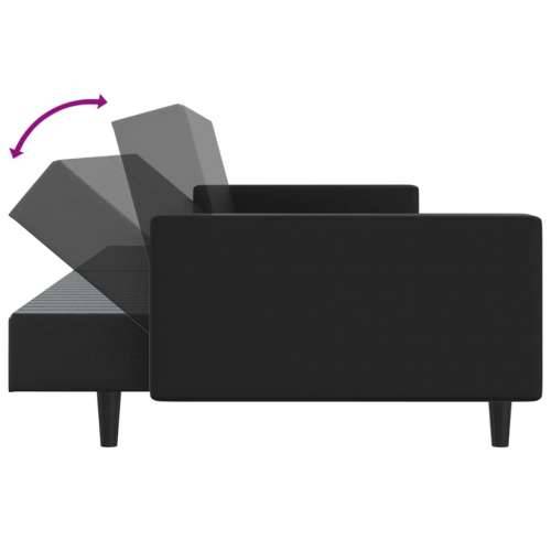 2-dijelni set sofa crni od umjetne kože - Crna S naslonom za ruke Cijena