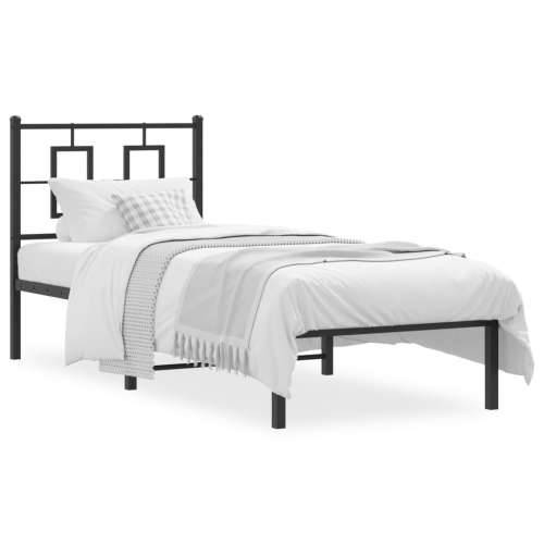 Metalni okvir za krevet s uzglavljem crni 75x190 cm - Crna 75 x 190 cm s uzglavljem Cijena