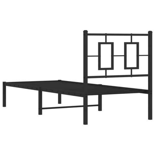 Metalni okvir za krevet s uzglavljem crni 75x190 cm - Crna 75 x 190 cm s uzglavljem Cijena