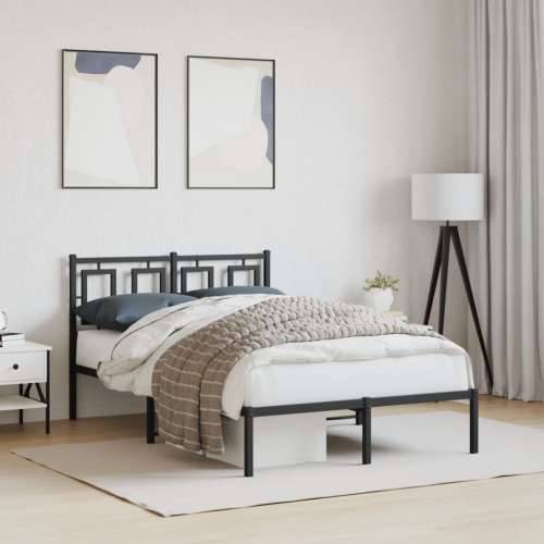 Metalni okvir za krevet s uzglavljem crni 120x190 cm - Crna 120 x 190 cm s uzglavljem Cijena