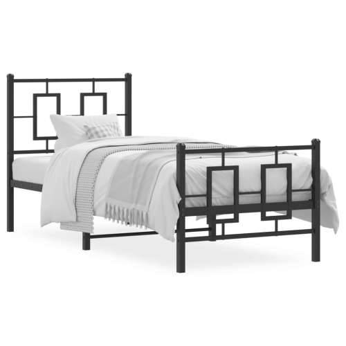 Metalni okvir kreveta uzglavlje i podnožje crni 80x200 cm - Crna 80 x 200 cm s uzglavljem i podnožjem Cijena