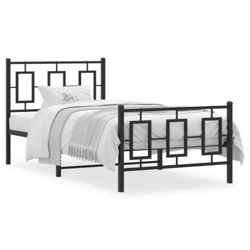 Metalni okvir kreveta uzglavlje i podnožje crni 90 x 200 cm - Crna 90 x 200 cm s uzglavljem i podnožjem Cijena
