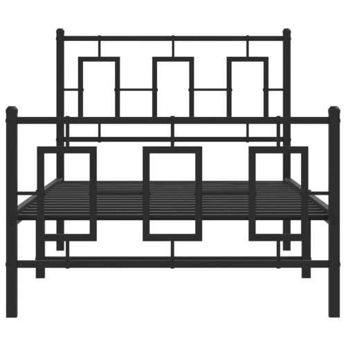 Metalni okvir kreveta uzglavlje i podnožje crni 90 x 200 cm - Crna 90 x 200 cm s uzglavljem i podnožjem Cijena