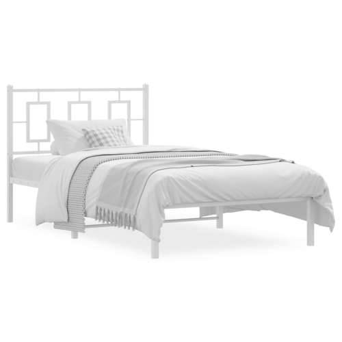 Metalni okvir za krevet s uzglavljem bijeli 100x190 cm Bijela 100 x 190 cm s uzglavljem Cijena