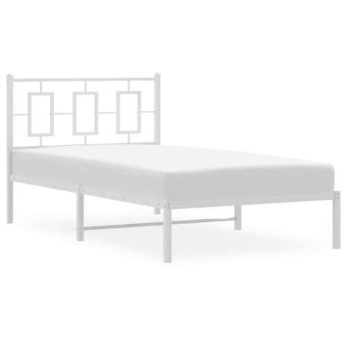 Metalni okvir za krevet s uzglavljem bijeli 100x190 cm Bijela 100 x 190 cm s uzglavljem Cijena