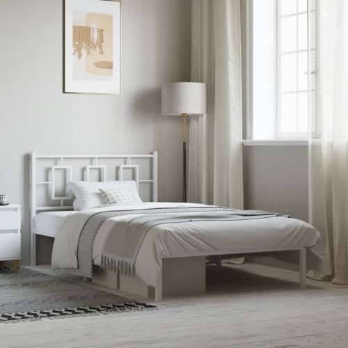 Metalni okvir za krevet s uzglavljem bijeli 107x203 cm - Bijela 107 x 203 cm s uzglavljem Cijena