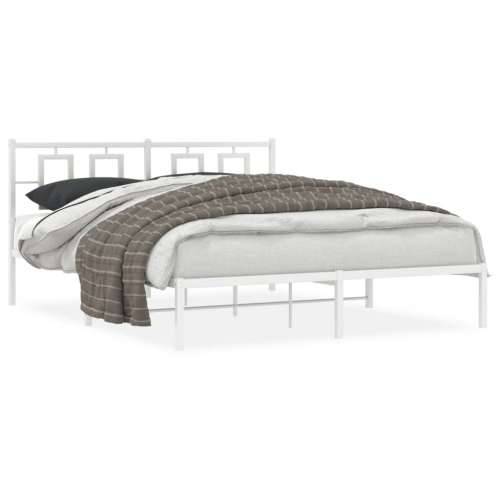 Metalni okvir za krevet s uzglavljem bijeli 150x200 cm - Bijela 150 x 200 cm s uzglavljem Cijena