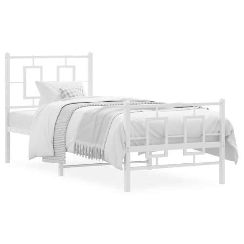 Metalni okvir kreveta uzglavlje i podnožje bijeli 80x200 cm - Bijela 80 x 200 cm s uzglavljem i podnožjem Cijena