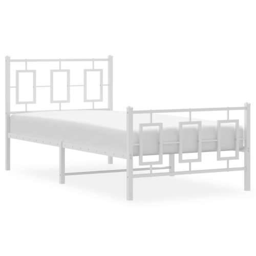 Metalni okvir kreveta uzglavlje i podnožje bijeli 90 x 200 cm Bijela 90 x 200 cm s uzglavljem i podnožjem Cijena