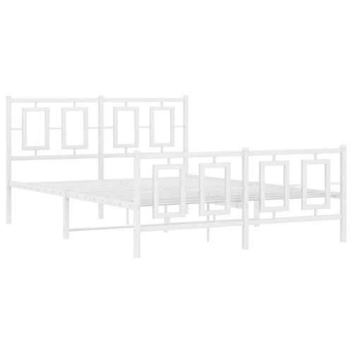Metalni okvir kreveta uzglavlje i podnožje bijeli 140 x 190 cm - Bijela 140 x 190 cm s uzglavljem i podnožjem Cijena