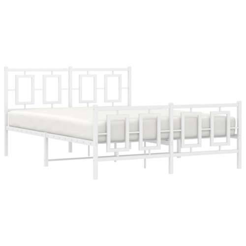 Metalni okvir kreveta uzglavlje i podnožje bijeli 140 x 190 cm - Bijela 140 x 190 cm s uzglavljem i podnožjem Cijena