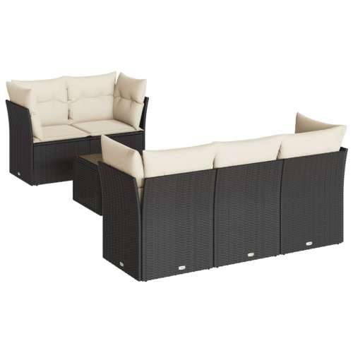 Vrtna garnitura - 7-dijelni set vrtnih sofa od poliratana s jastucima crni - Crna i krem stol + 4x kutna + 2x srednja 1 Cijena