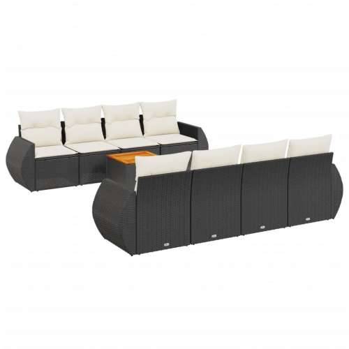 Vrtna garnitura - 9-dijelni set vrtnih sofa s jastucima crni od poliratana - Crna i krem 1 Cijena