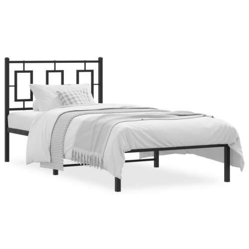 Metalni okvir za krevet s uzglavljem crni 90x200 cm - Crna 90 x 200 cm s uzglavljem Cijena