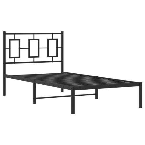 Metalni okvir za krevet s uzglavljem crni 90x200 cm - Crna 90 x 200 cm s uzglavljem Cijena