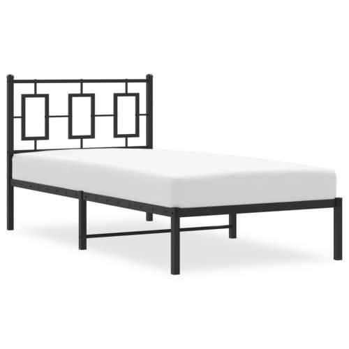 Metalni okvir za krevet s uzglavljem crni 90x200 cm - Crna 90 x 200 cm s uzglavljem Cijena