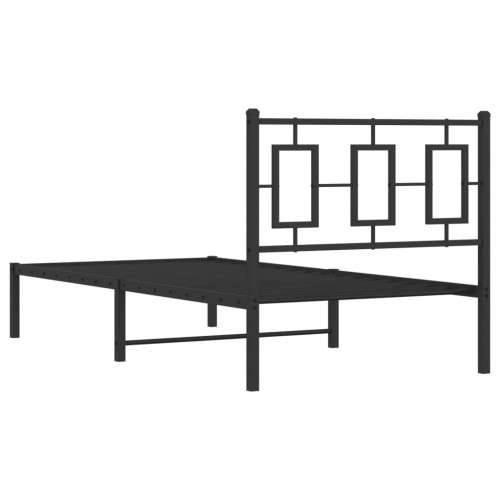 Metalni okvir za krevet s uzglavljem crni 90x200 cm - Crna 90 x 200 cm s uzglavljem Cijena