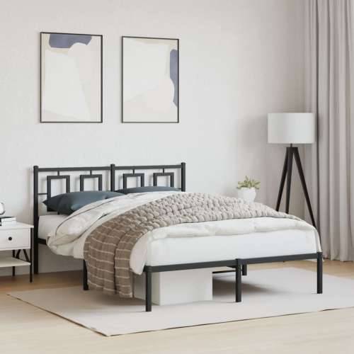 Metalni okvir za krevet s uzglavljem crni 140x190 cm - Crna 140 x 190 cm s uzglavljem Cijena