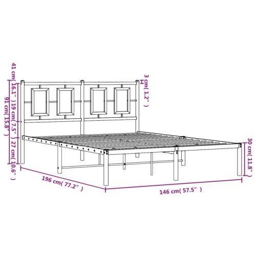 Metalni okvir za krevet s uzglavljem crni 140x190 cm - Crna 140 x 190 cm s uzglavljem Cijena
