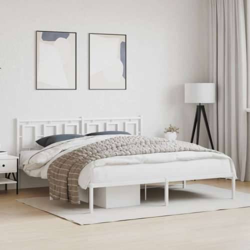 Metalni okvir za krevet s uzglavljem bijeli 183x213 cm - Bijela 183 x 213 cm s uzglavljem Cijena
