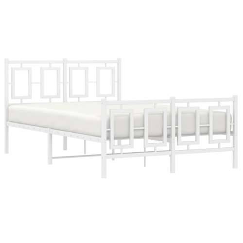 Metalni okvir kreveta uzglavlje i podnožje bijeli 120x200 cm - Bijela 120 x 200 cm s uzglavljem i podnožjem Cijena