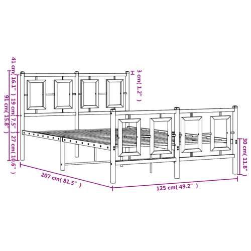 Metalni okvir kreveta uzglavlje i podnožje bijeli 120x200 cm - Bijela 120 x 200 cm s uzglavljem i podnožjem Cijena
