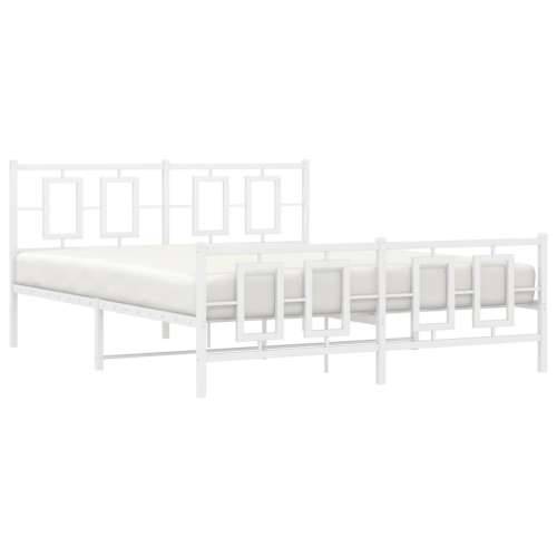 Metalni okvir kreveta uzglavlje i podnožje bijeli 150 x 200 cm Bijela 150 x 200 cm s uzglavljem i podnožjem Cijena