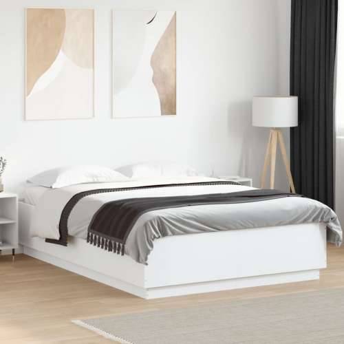 Okvir kreveta s LED svjetlima bijeli 150 x 200 cm drveni - Bijela 150 x 200 cm Cijena