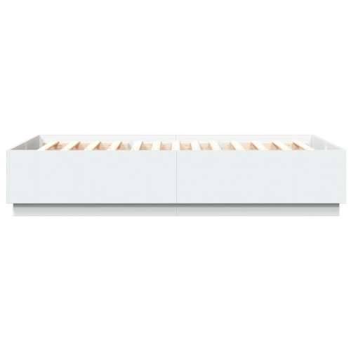 Okvir kreveta s LED svjetlima bijeli 150 x 200 cm drveni - Bijela 150 x 200 cm Cijena