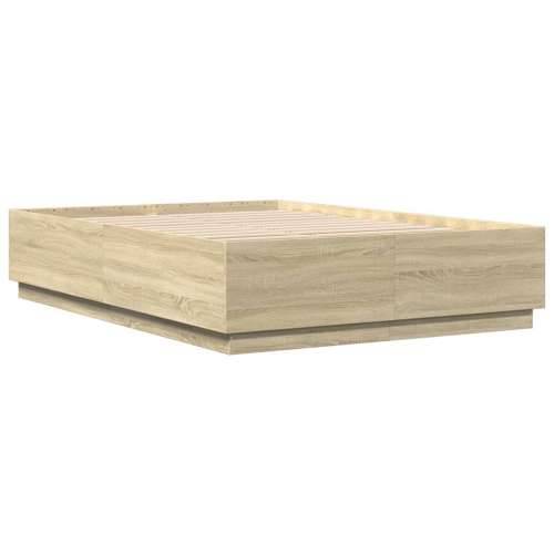 Okvir kreveta s LED svjetlima boja hrasta 150 x 200 cm drveni - sonoma hrast 150 x 200 cm Cijena